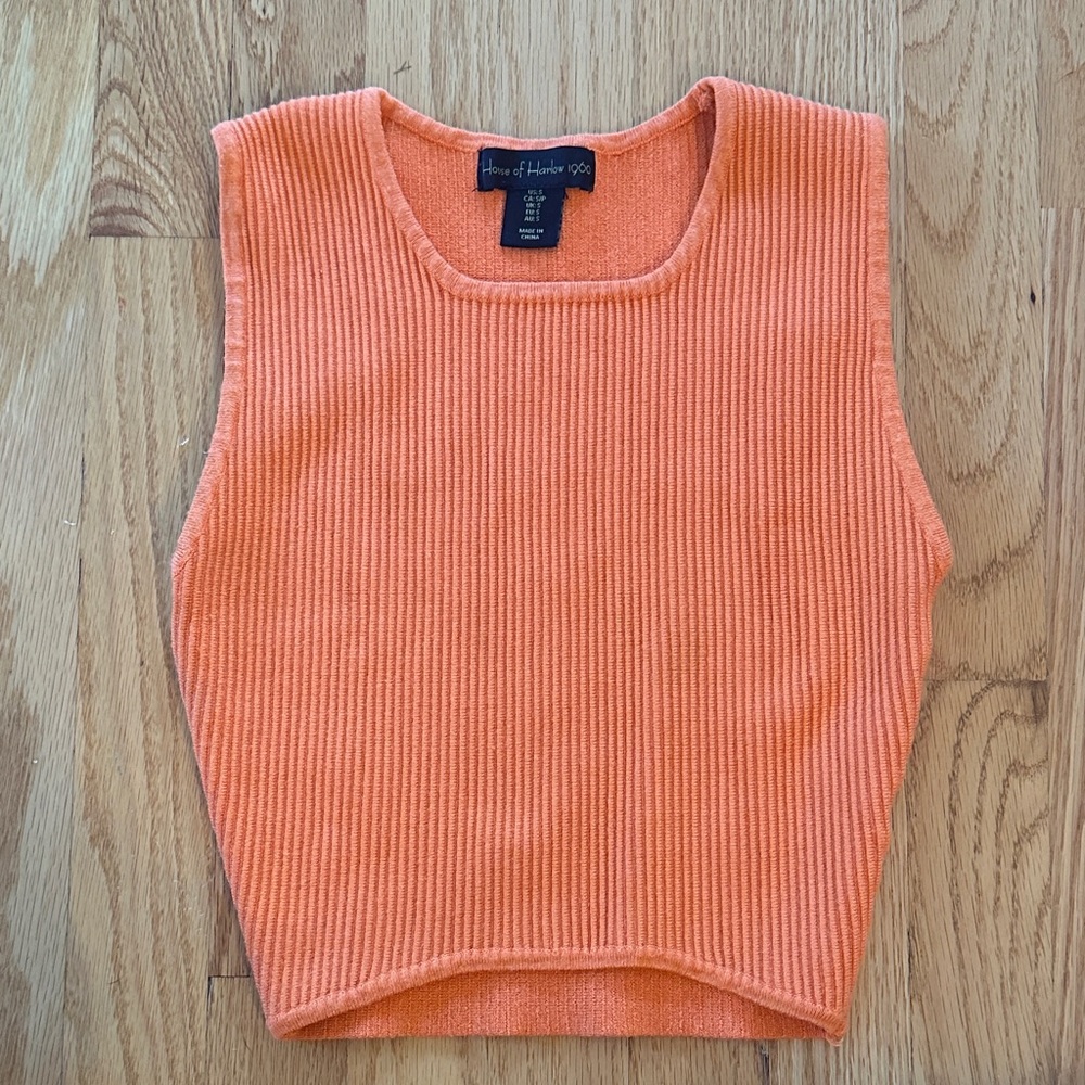 House of Harlow Orange Ribbed Women's Top